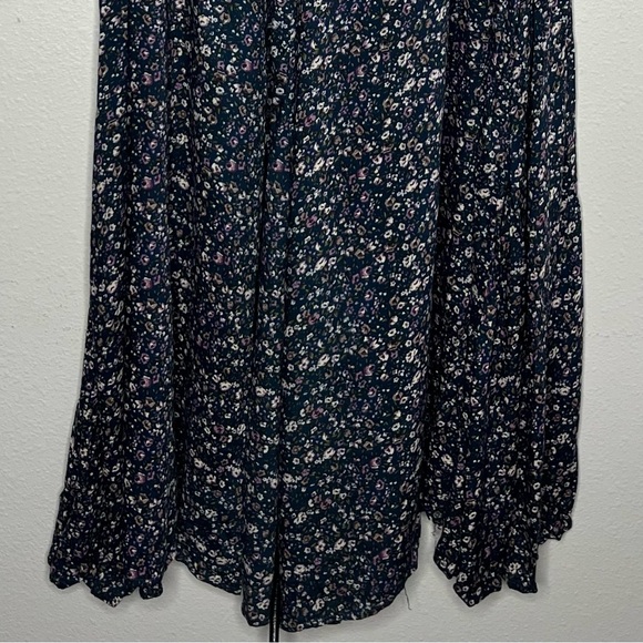 Free People Blue Purple Ditsy Floral Ultra Wide Leg Palazzo Pants Boho - Picture 6 of 8